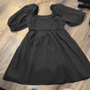 Black Puff Sleeve Babydoll Dress